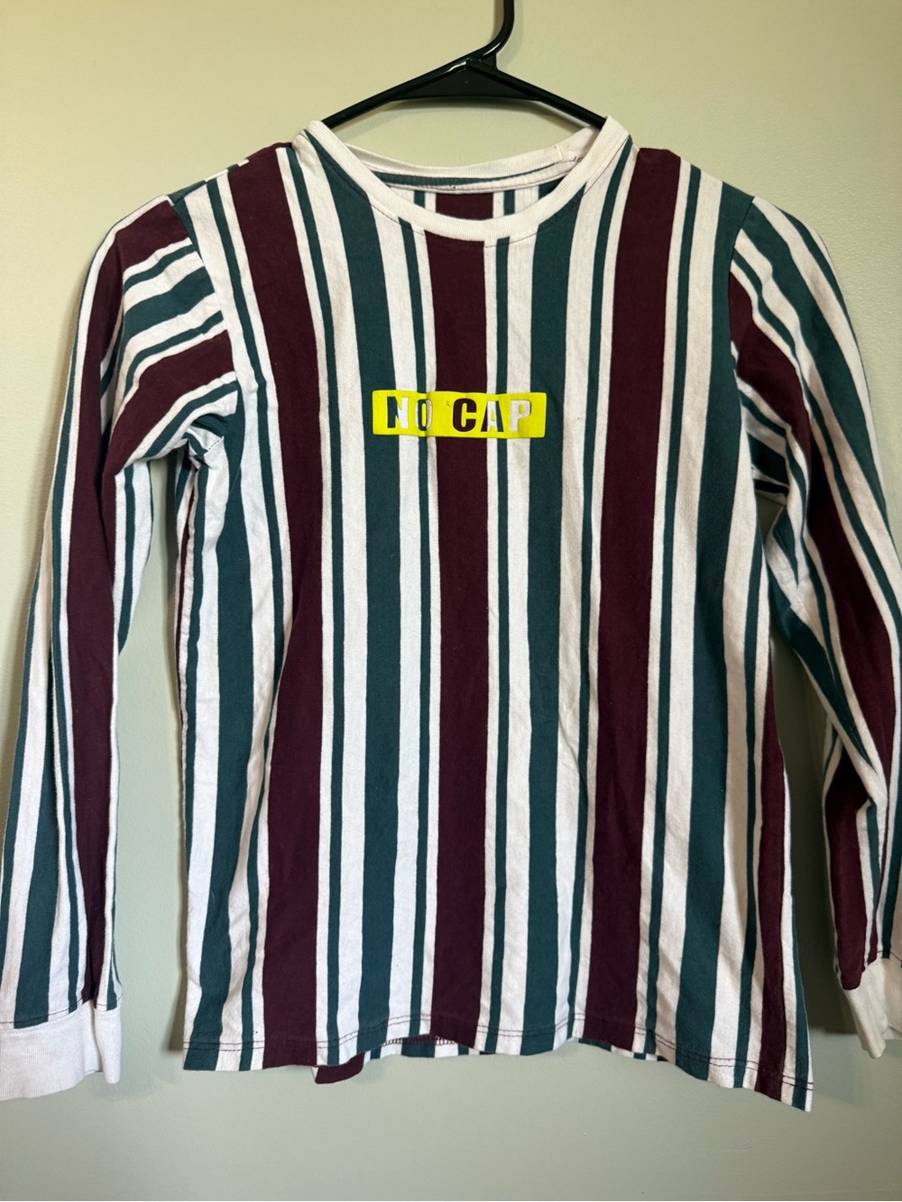 Striped Long-Sleeve Kids Tee with 'NO CAP' Patch - Multicolor